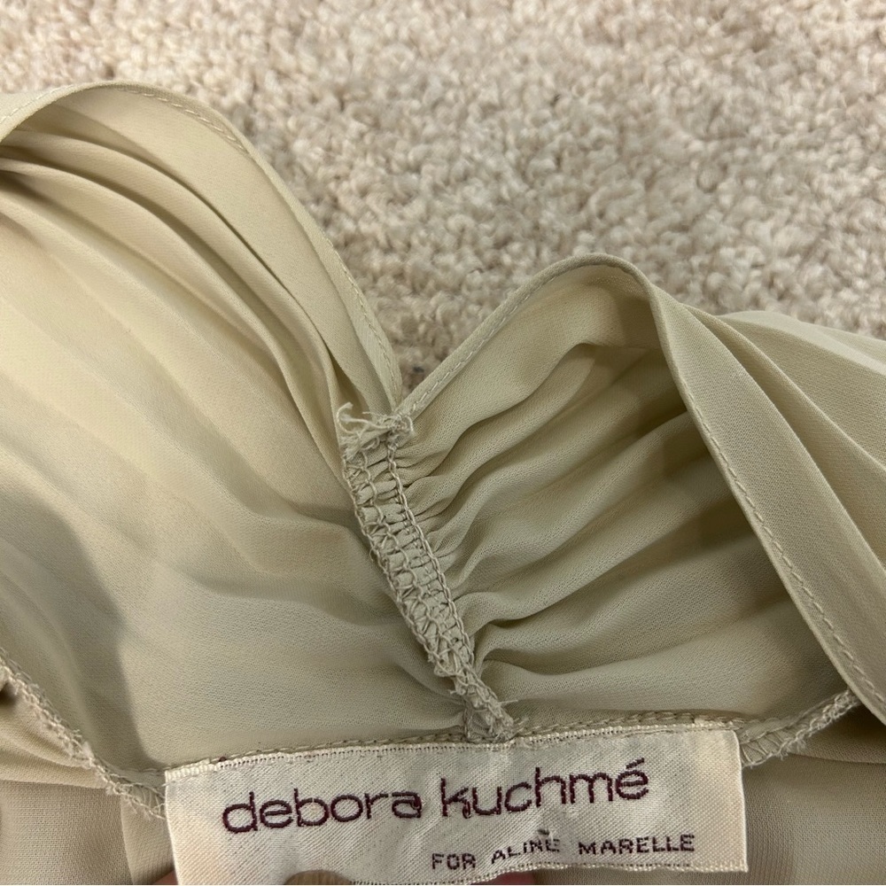 Wayne Clark Aline Marelle Vintage beige cream pleated midi dress Sz 12 - Picture 9 of 16